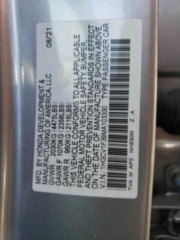 1HGCV1F39MA103330 - 2021 HONDA ACCORD SPORT SILVER photo 13