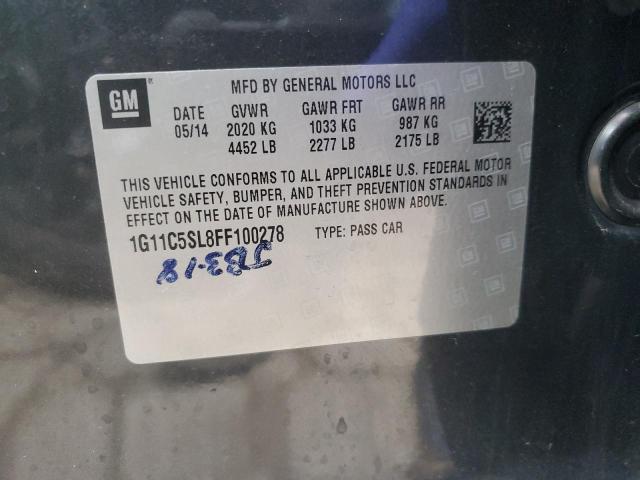 1G11C5SL8FF100278 - 2015 CHEVROLET MALIBU 1LT BLACK photo 12