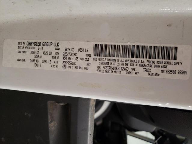 3C6TRVNG1EE112463 - 2014 RAM PROMASTER 1500 STANDARD WHITE photo 13