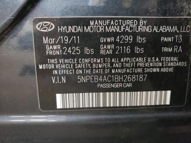 5NPEB4AC1BH268187 - 2011 HYUNDAI SONATA GLS BLACK photo 13