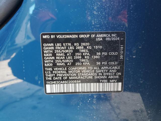1V2HE2CA6SC200594 - 2025 VOLKSWAGEN ATLAS CROS SE BLUE photo 12
