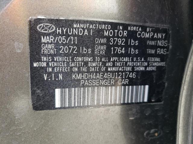 KMHDH4AE4BU121746 - 2011 HYUNDAI ELANTRA GLS GRAY photo 12