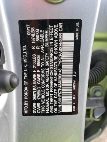 SHHFK7H43JU203146 - 2018 HONDA CIVIC SPORT 灰色 照片 13