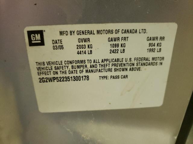 2G2WP522351300178 - 2005 PONTIAC GRAND PRIX 银色 照片 12