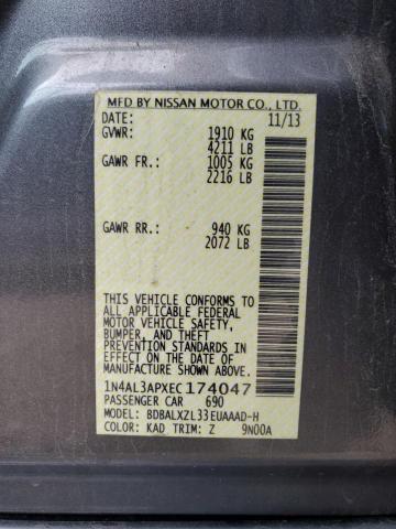 1N4AL3APXEC174047 - 2014 NISSAN ALTIMA 2.5 GRAY photo 12