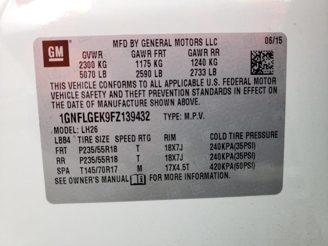 1GNFLGEK9FZ139432 - 2015 CHEVROLET EQUINOX LT CREAM photo 14