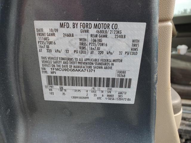 1FMCU9DG5AKA71371 - 2010 FORD ESCAPE XLT BLUE photo 12