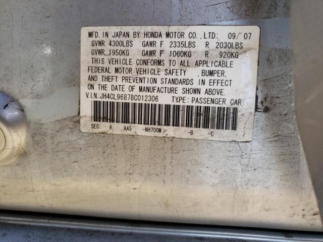 JH4CL96878C012306 - 2008 ACURA TSX SILVER photo 12