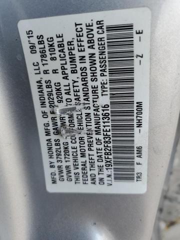 19XFB2F83FE113616 - 2015 HONDA CIVIC EX SILVER photo 12