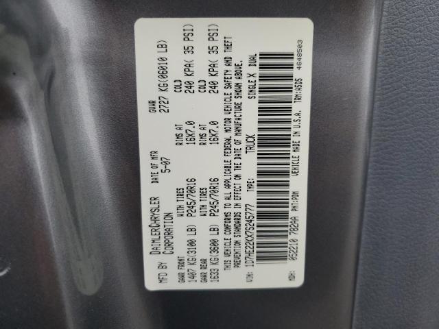 1D7HE22KX7S245777 - 2007 DODGE DAKOTA ST GRAY photo 12