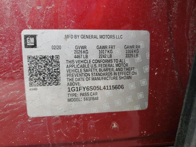 1G1FY6S05L4115606 - 2020 CHEVROLET BOLT EV LT RED photo 13