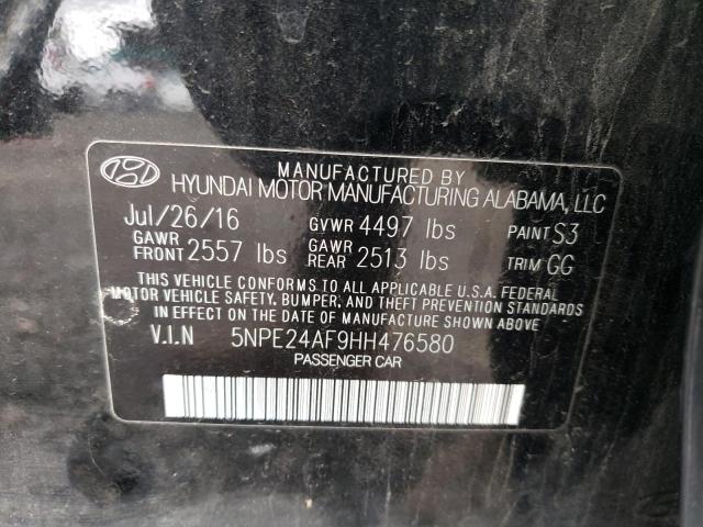 5NPE24AF9HH476580 - 2017 HYUNDAI SONATA SE BLACK photo 12