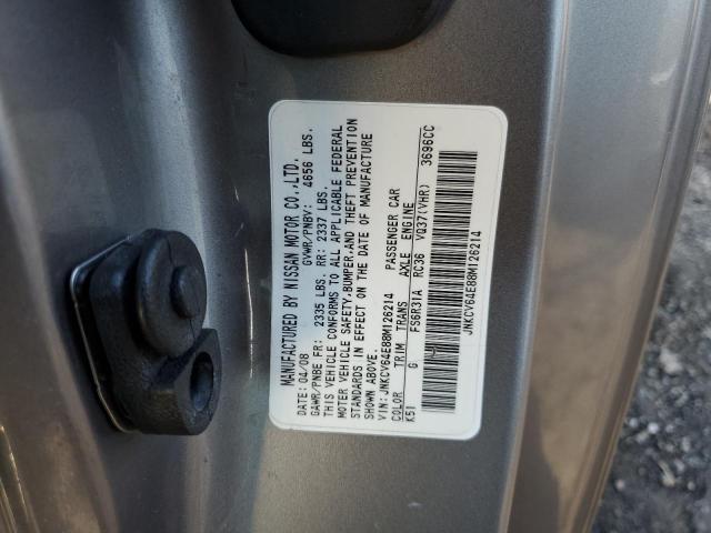 JNKCV64E88M126214 - 2008 INFINITI G37 BASE GRAY photo 13