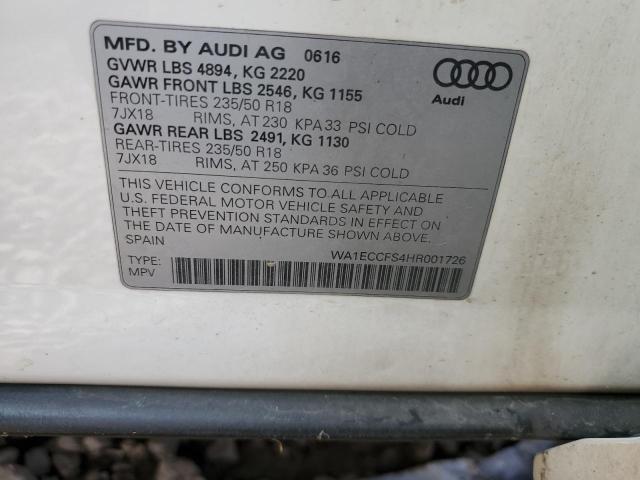 WA1ECCFS4HR001726 - 2017 AUDI Q3 PREMIUM WHITE photo 12