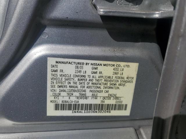 1N4AL11D36N302046 - 2006 NISSAN ALTIMA S SILVER photo 12