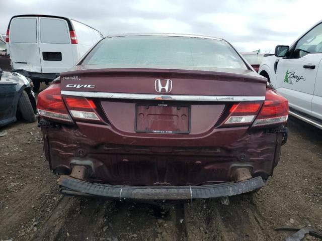 19XFB2F56DE064091 - 2013 HONDA CIVIC LX BURGUNDY photo 6