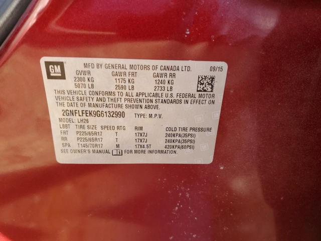 2GNFLFEK9G6132990 - 2016 CHEVROLET EQUINOX LT RED photo 13