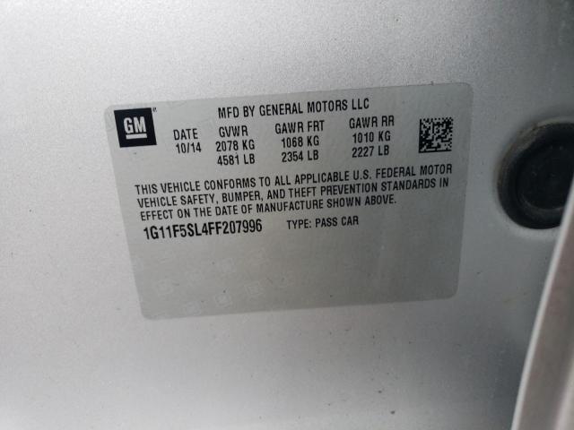 1G11F5SL4FF207996 - 2015 CHEVROLET MALIBU LTZ ვერცხლისფერი ფოტო 12