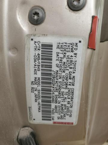 JT2BG22K4Y0416460 - 2000 TOYOTA CAMRY CE CREAM photo 13