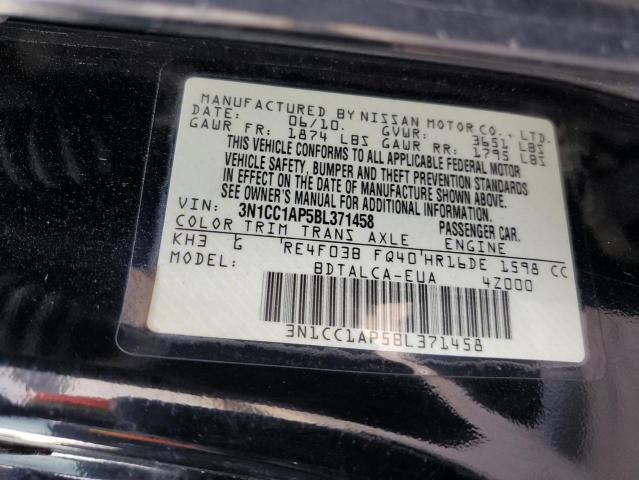 3N1CC1AP5BL371458 - 2011 NISSAN VERSA S BLACK photo 13