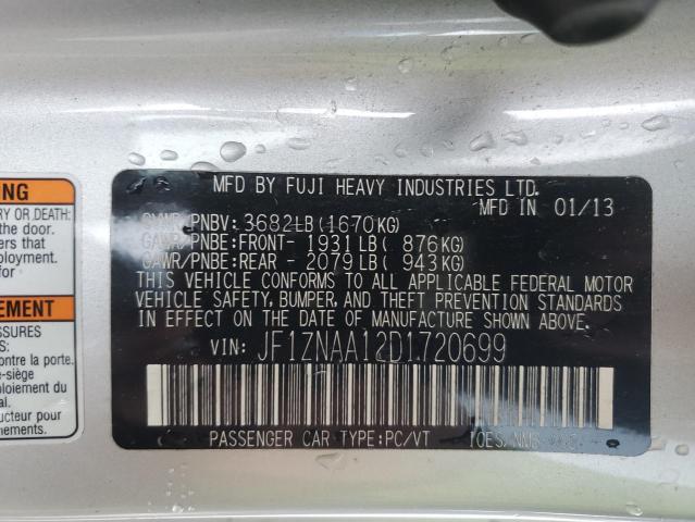 JF1ZNAA12D1720699 - 2013 TOYOTA SCION FR-S SILVER photo 12