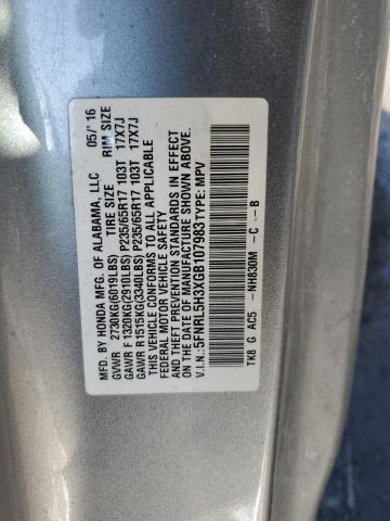 5FNRL5H3XGB107983 - 2016 HONDA ODYSSEY SE SILVER photo 13