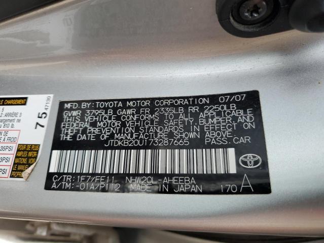 JTDKB20U173287665 - 2007 TOYOTA PRIUS SILVER photo 13