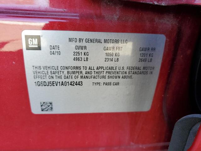 1G6DJ5EV1A0142443 - 2010 CADILLAC CTS PERFORMANCE COLLECTION Красный фото 13