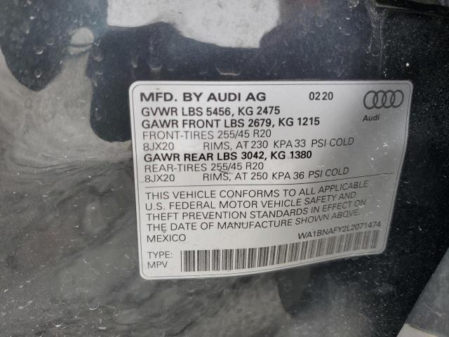 WA1BNAFY2L2071474 - 2020 AUDI Q5 PREMIUM PLUS BLACK photo 12