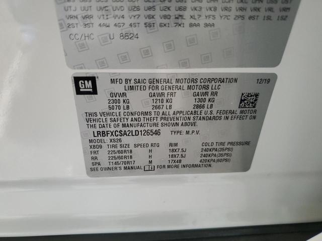 LRBFXCSA2LD126546 - 2020 BUICK ENVISION ESSENCE WHITE photo 13