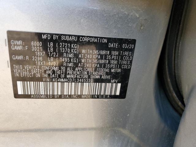 4S4WMACD7L3465330 - 2020 SUBARU ASCENT PREMIUM SILVER photo 14