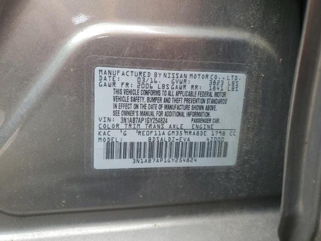 3N1AB7AP1GY254824 - 2016 NISSAN SENTRA S GRAY photo 12