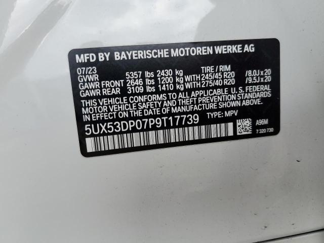 5UX53DP07P9T17739 - 2023 BMW X3 XDRIVE30I WHITE photo 13