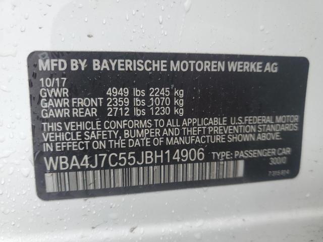 WBA4J7C55JBH14906 - 2018 BMW 440XI GRAN COUPE WHITE photo 12