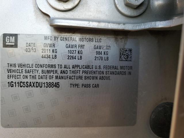 1G11C5SAXDU138845 - 2013 CHEVROLET MALIBU 1LT SILVER photo 12