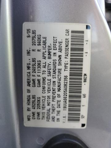 19UUA66205A082356 - 2005 ACURA TL SILVER photo 12