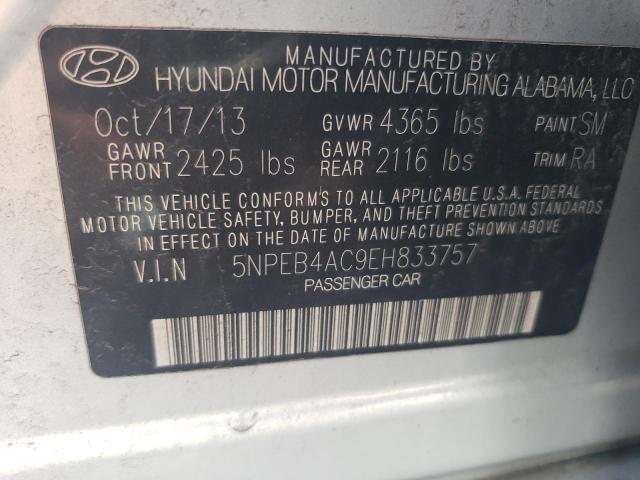 5NPEB4AC9EH833757 - 2014 HYUNDAI SONATA GLS SILVER photo 12