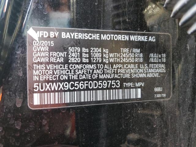 5UXWX9C56F0D59753 - 2015 BMW X3 XDRIVE28I BLACK photo 14