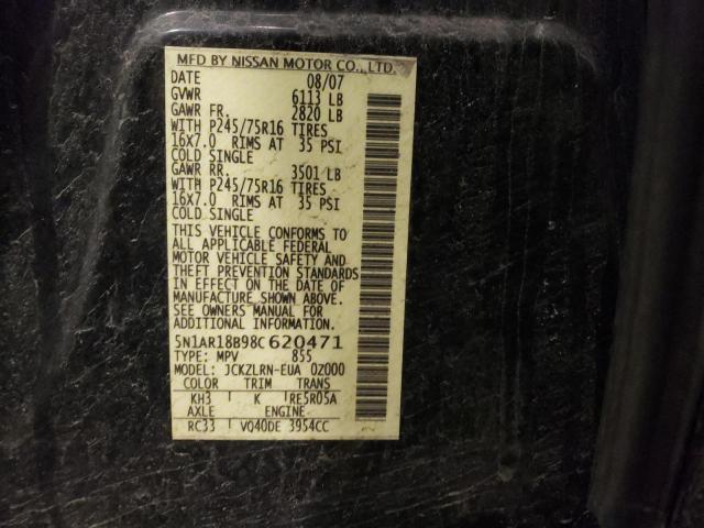 5N1AR18B98C620471 - 2008 NISSAN PATHFINDER S 黑色 照片 12