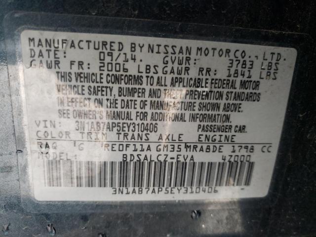 3N1AB7AP5EY310406 - 2014 NISSAN SENTRA S BLUE photo 12