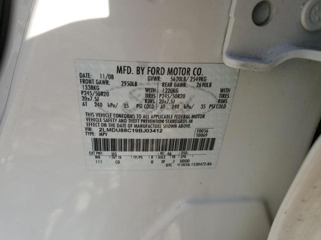 2LMDU88C19BJ03412 - 2009 LINCOLN MKX WHITE photo 13