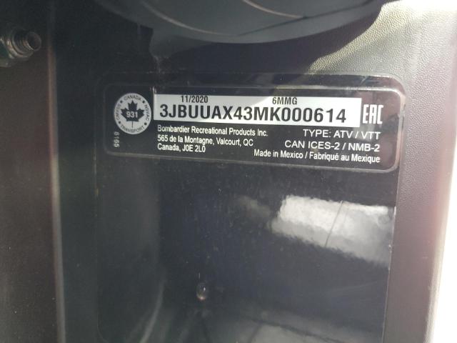 3JBUUAX43MK000614 - 2021 CAN-AM DEFENDER LIMITED CAB HD10 BLUE photo 10