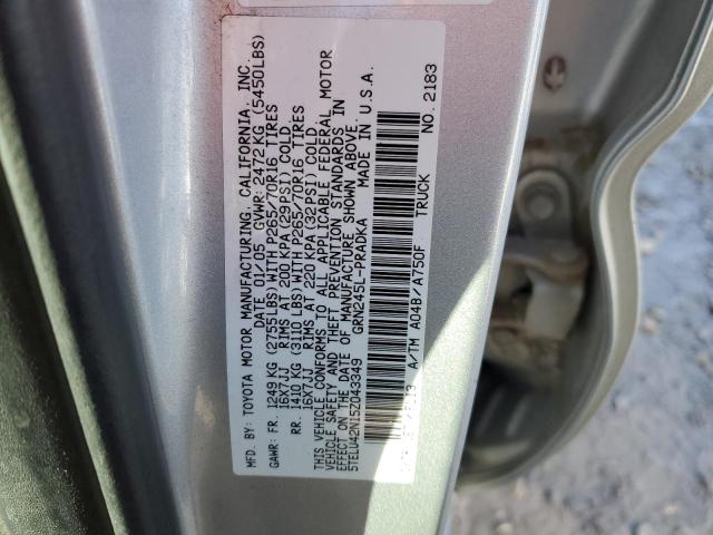 5TELU42N15Z043349 - 2005 TOYOTA TACOMA DOUBLE CAB SILVER photo 12