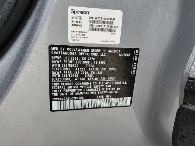 1V26C2CA0LC203750 - 2020 VOLKSWAGEN ATLAS CROS SE SILVER photo 13