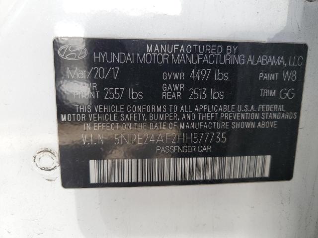 5NPE24AF2HH577735 - 2017 HYUNDAI SONATA SE WHITE photo 12