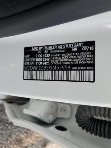 WDDWF8DB5KR457958 - 2019 MERCEDES-BENZ C 300 WHITE photo 12