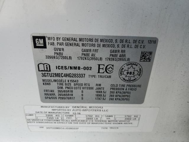 3GTU2MEC4HG283337 - 2017 GMC SIERRA K1500 SLE WHITE photo 13