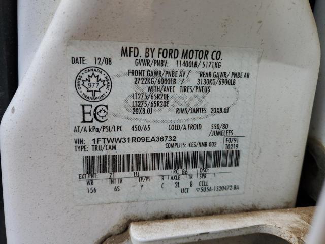 1FTWW31R09EA36732 - 2009 FORD F350 SUPER DUTY WHITE photo 12