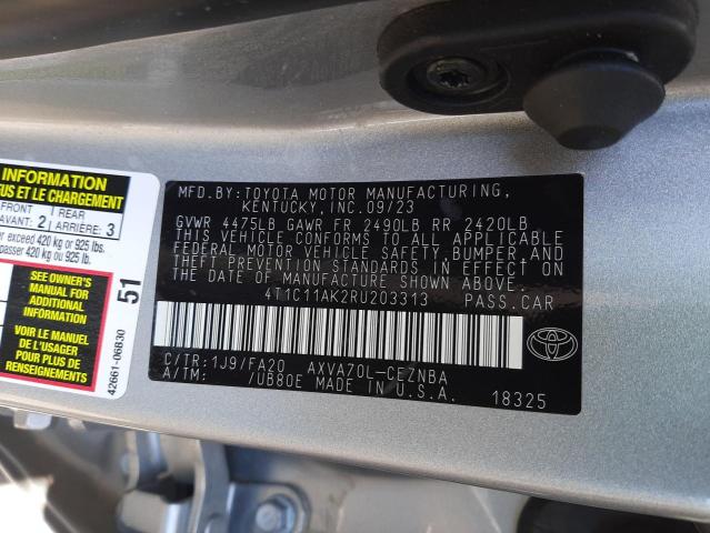 4T1C11AK2RU203313 - 2024 TOYOTA CAMRY LE SILVER photo 12