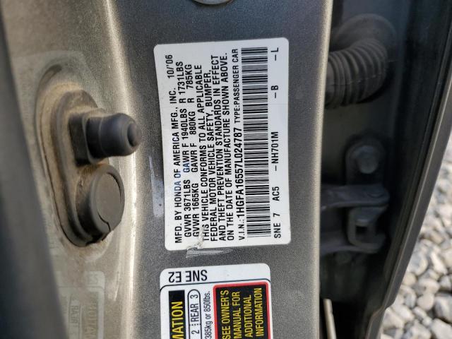 1HGFA16557L024787 - 2007 HONDA CIVIC LX GRAY photo 13